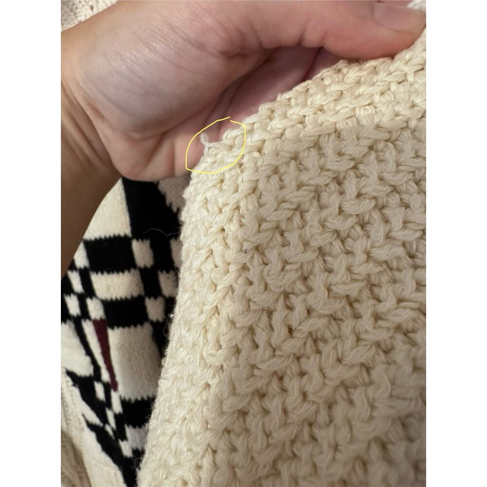 Vintage Isabel Marant Geometric Cream Wool Blend Crop Sweater Size 34/US 2 - Picture 14 of 16